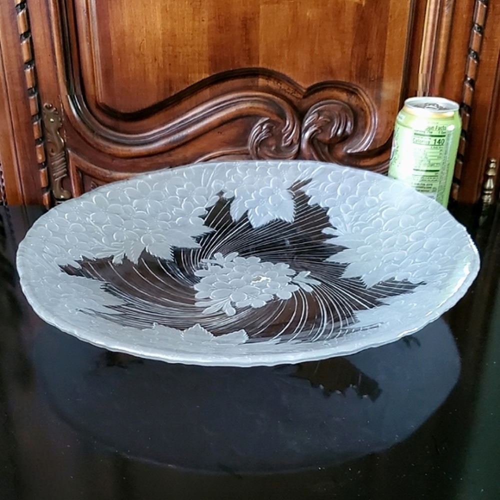 15 1/2" Centerpiece "Flower Blossom" 🌸 Clr Frosted by Tiffin-Franciscan - Picture 2 of 10